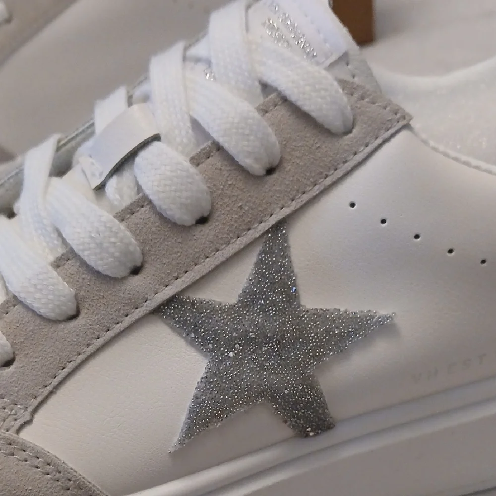 Vintage Havana White & Gray Glitter Star Sneakers 8.5 "Gail" - Picture 2 of 5